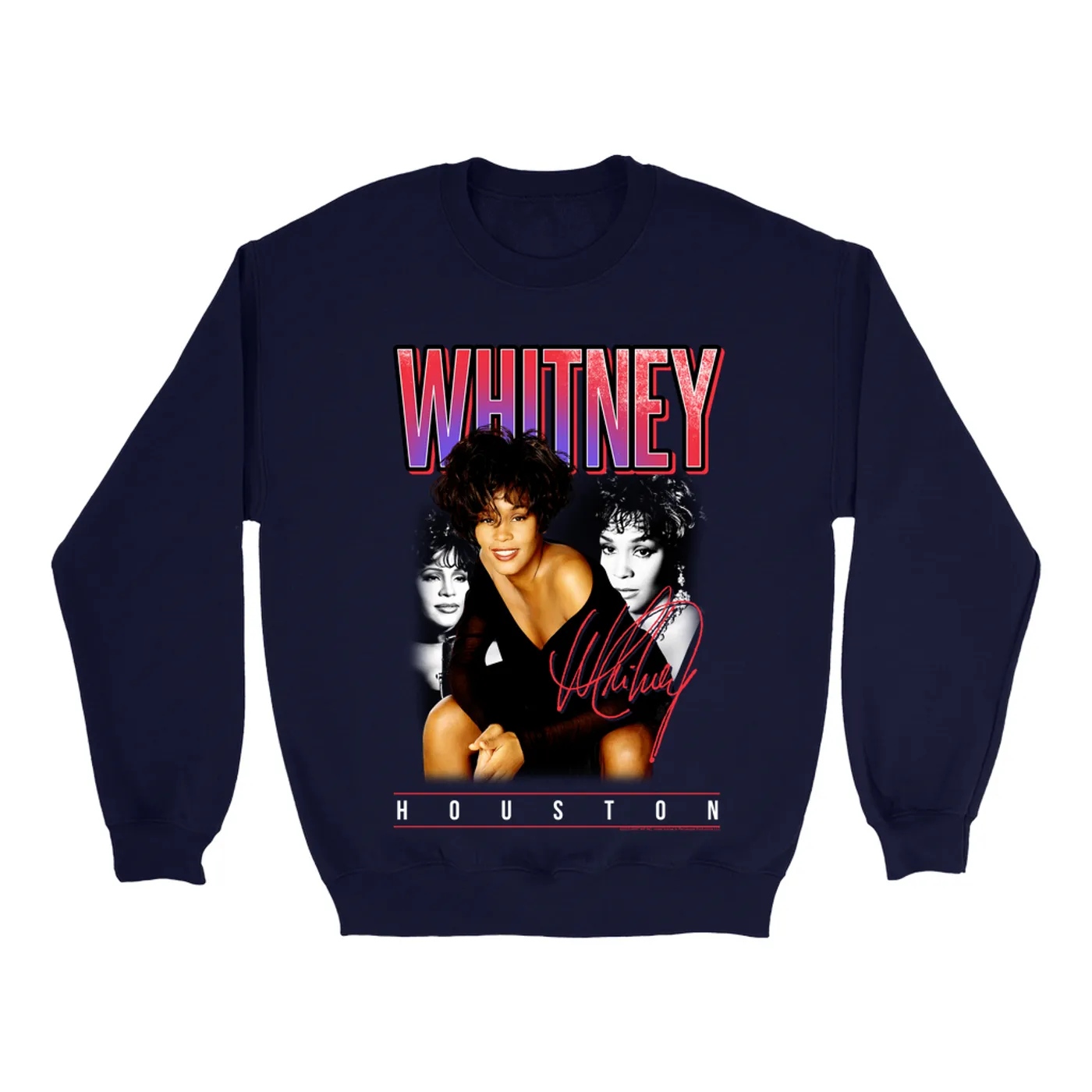 Whitney Houston Sweatshirt | Triple Red Purple Collage Whitney Houston Sweatshirt