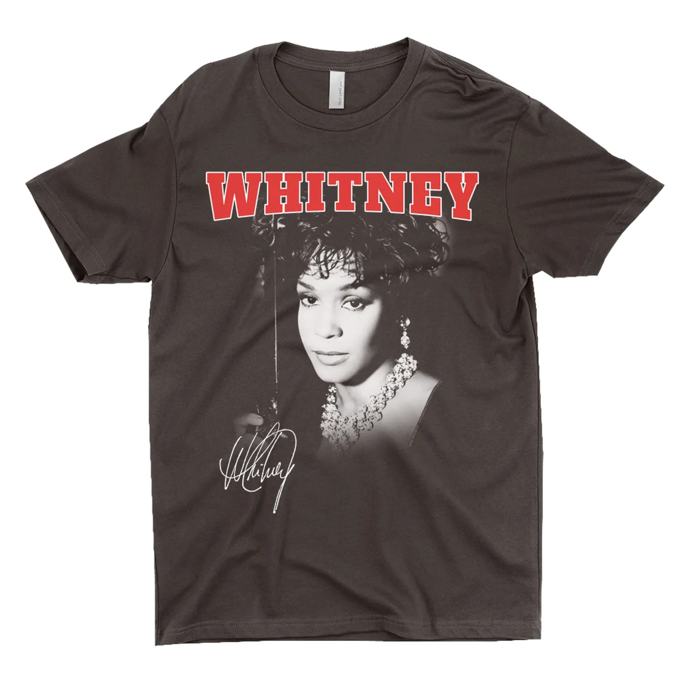 Whitney Houston T-Shirt | Black And White Photo Collegiate Logo Whitney Houston Shirt