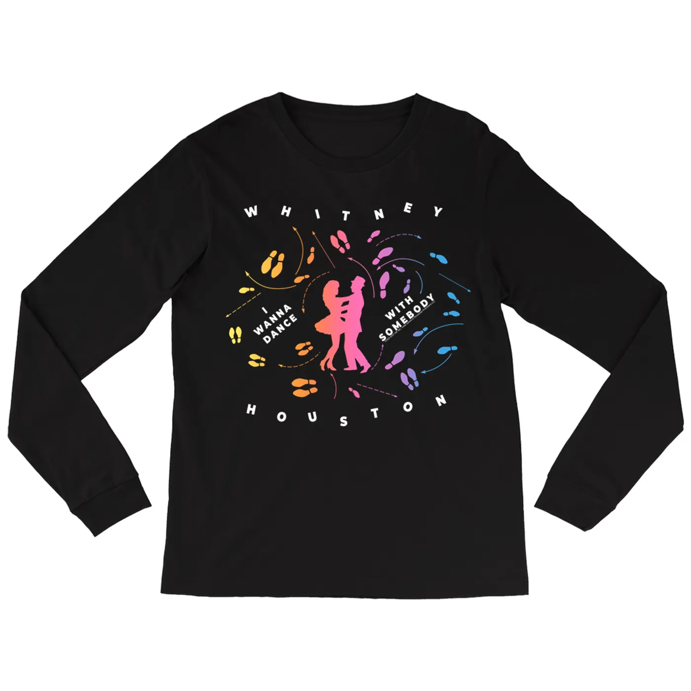 Whitney Houston Long Sleeve Shirt | I Wanna Dance With Somebody Blueprint Ombre Whitney Houston Shirt