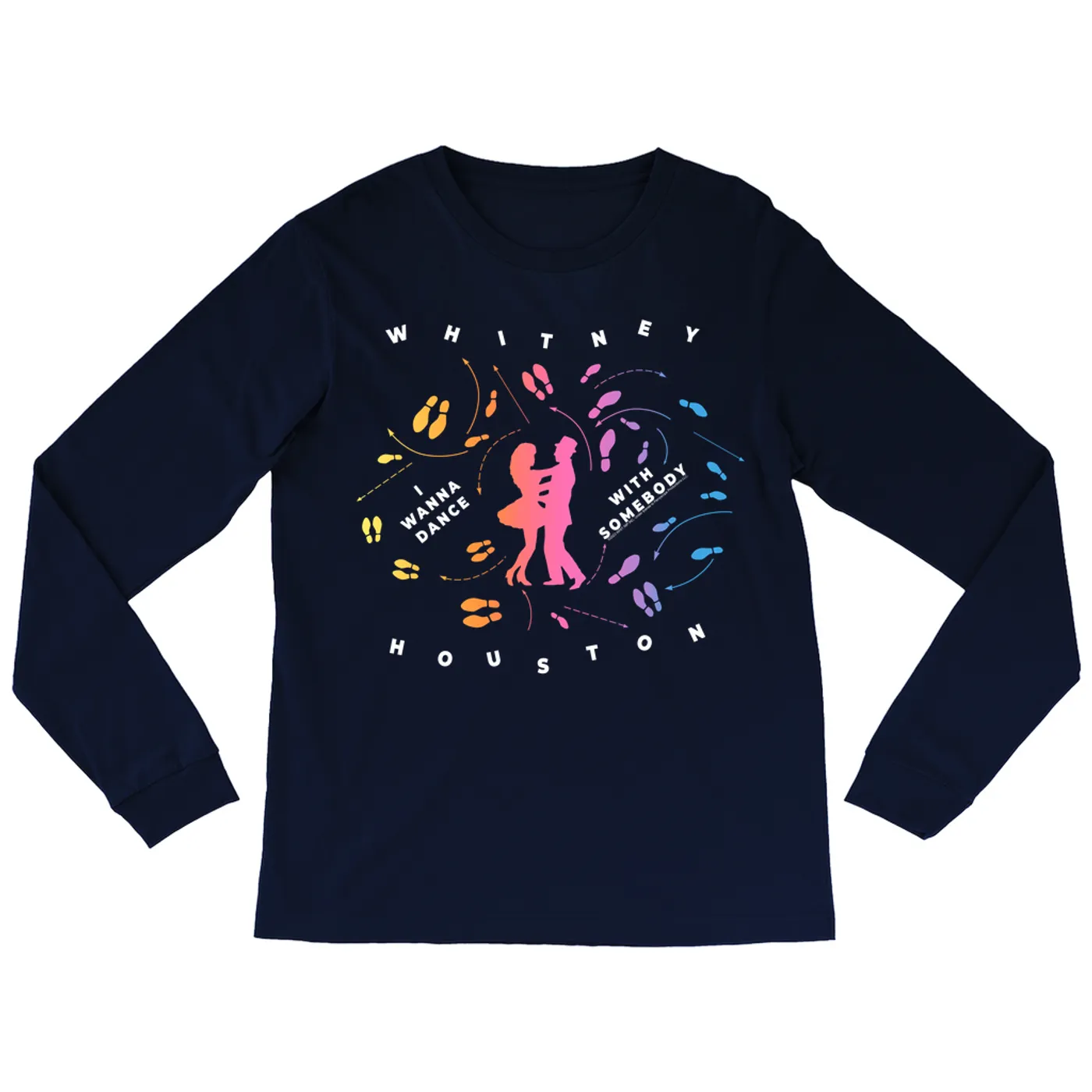 Whitney Houston Long Sleeve Shirt | I Wanna Dance With Somebody Blueprint Ombre Whitney Houston Shirt