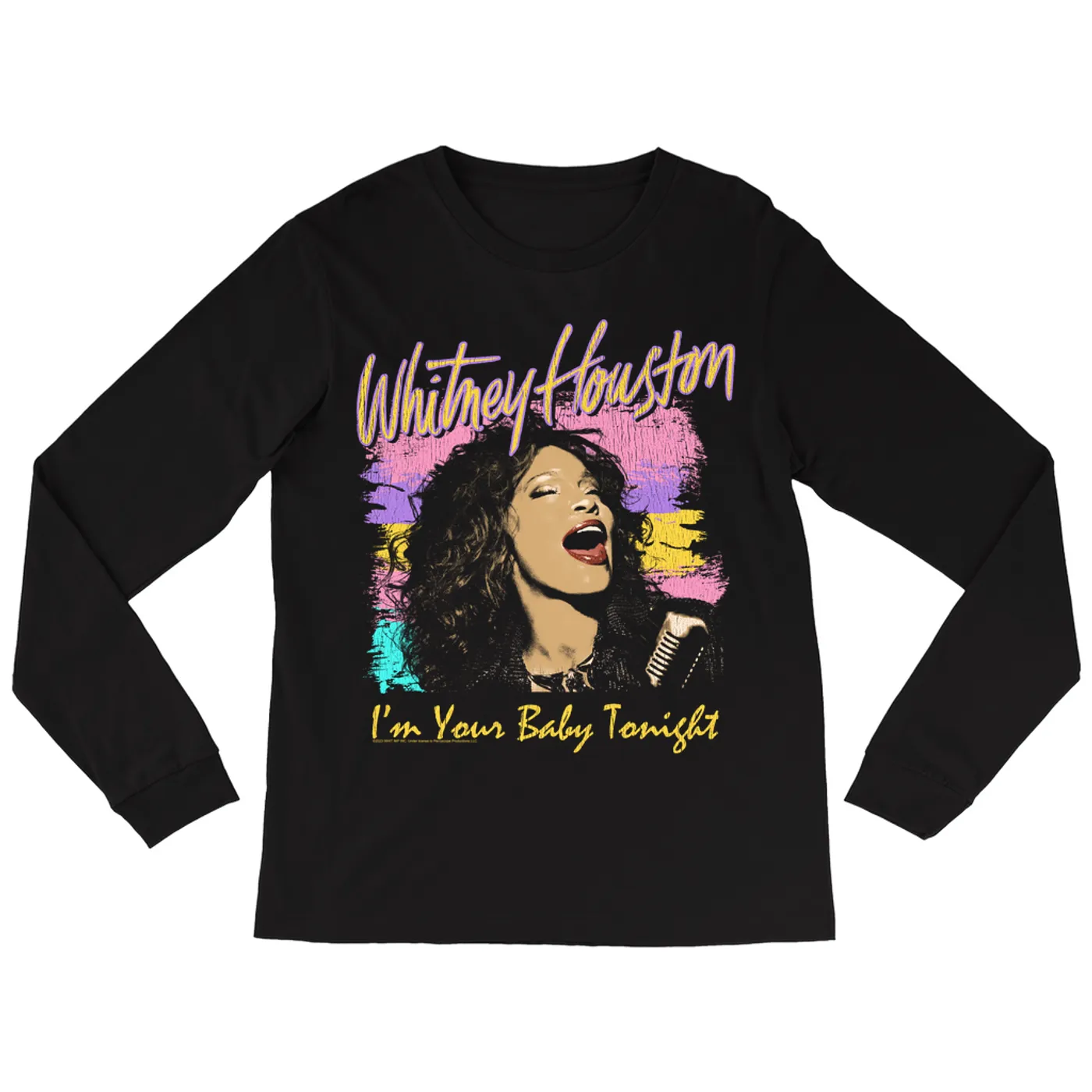 Whitney Houston Long Sleeve Shirt | I'm Your Baby Tonight Colorful Illustration Whitney Houston Shirt