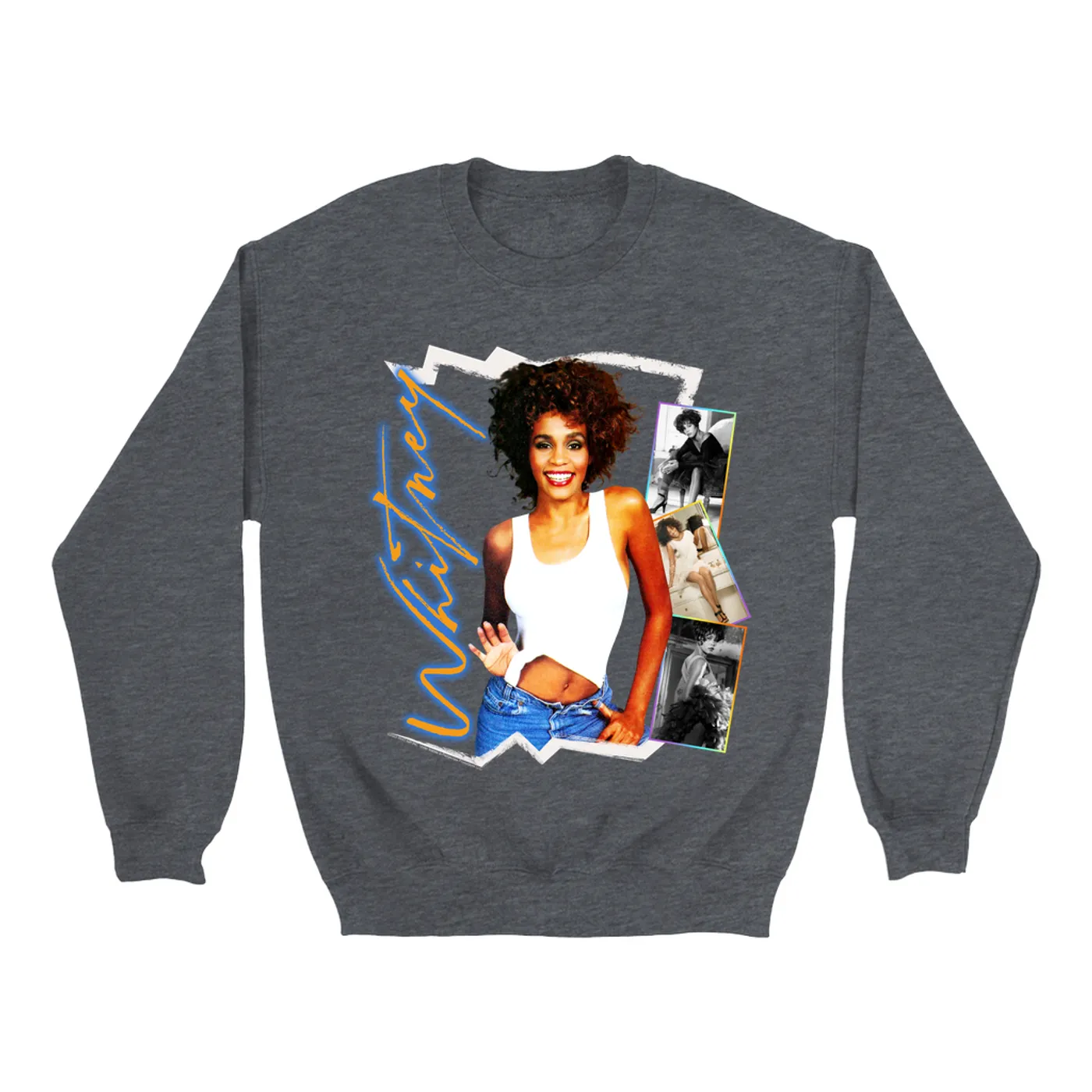 Whitney Houston Sweatshirt | Rainbow Ombre Electric Collage (Merchbar Exclusive) Whitney Houston Sweatshirt