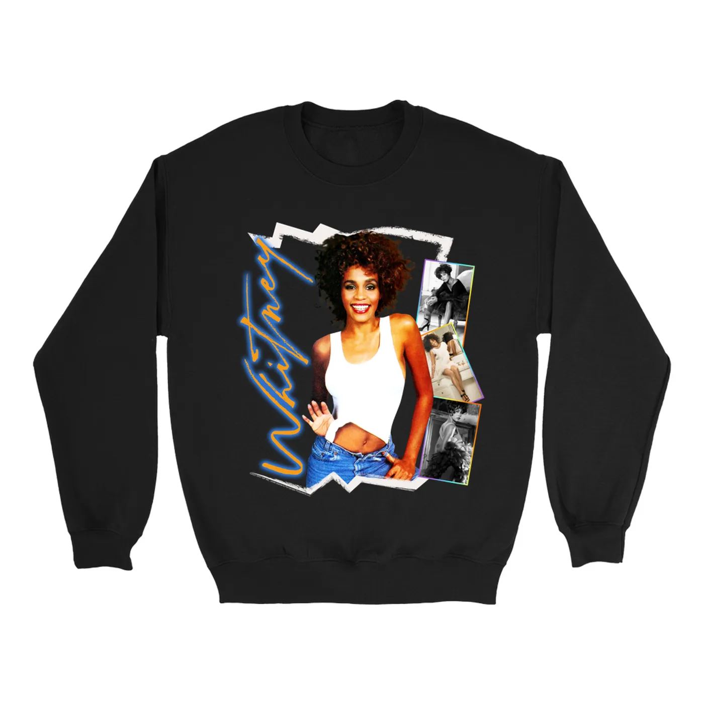 Whitney Houston Sweatshirt | Rainbow Ombre Electric Collage (Merchbar Exclusive) Whitney Houston Sweatshirt