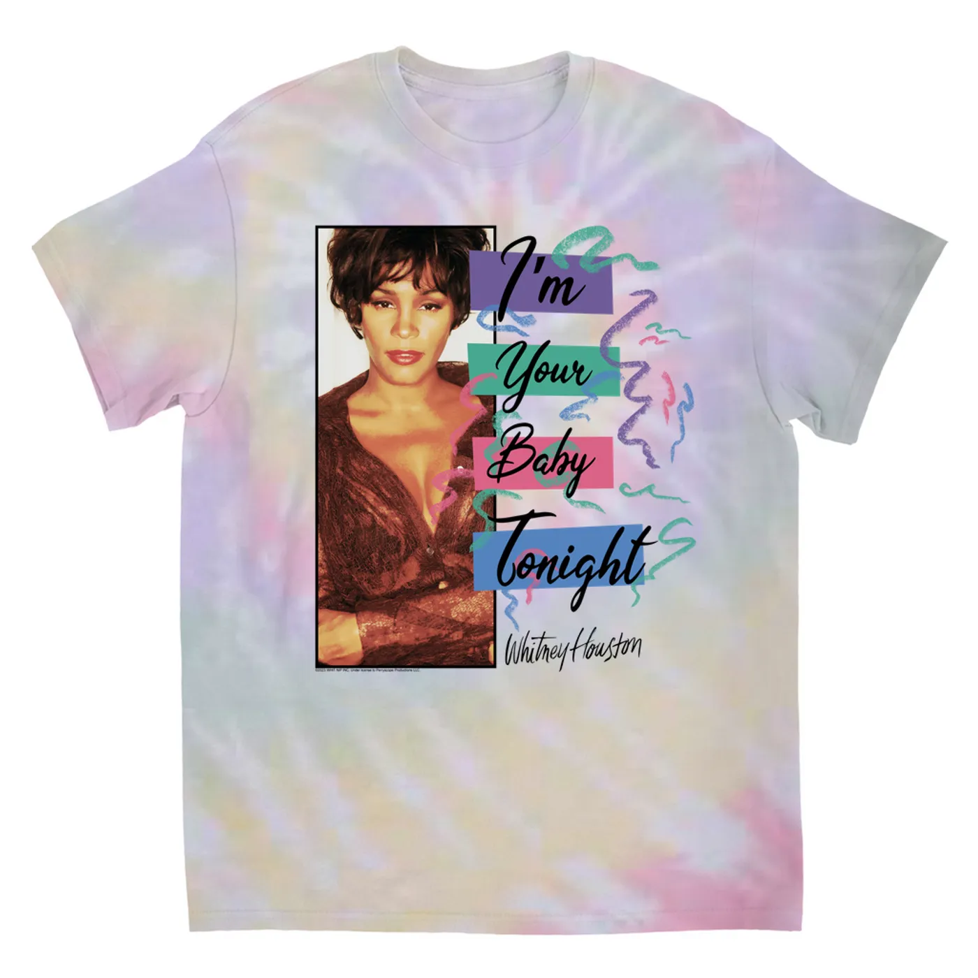 Whitney Houston T-Shirt | I'm Your Baby Tonight Pastel Party (Merchbar Exclusive) Whitney Houston Tie Dye Shirt