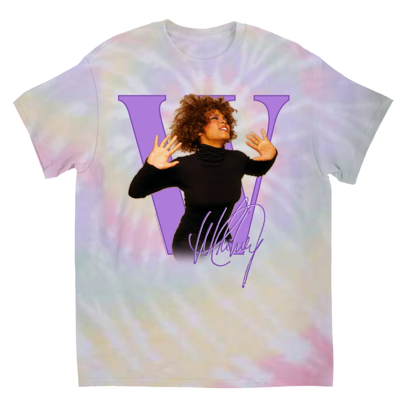 Whitney Houston T-Shirt | Purple "W" Is For Whitney (Merchbar Exclusive) Whitney Houston Tie Dye Shirt