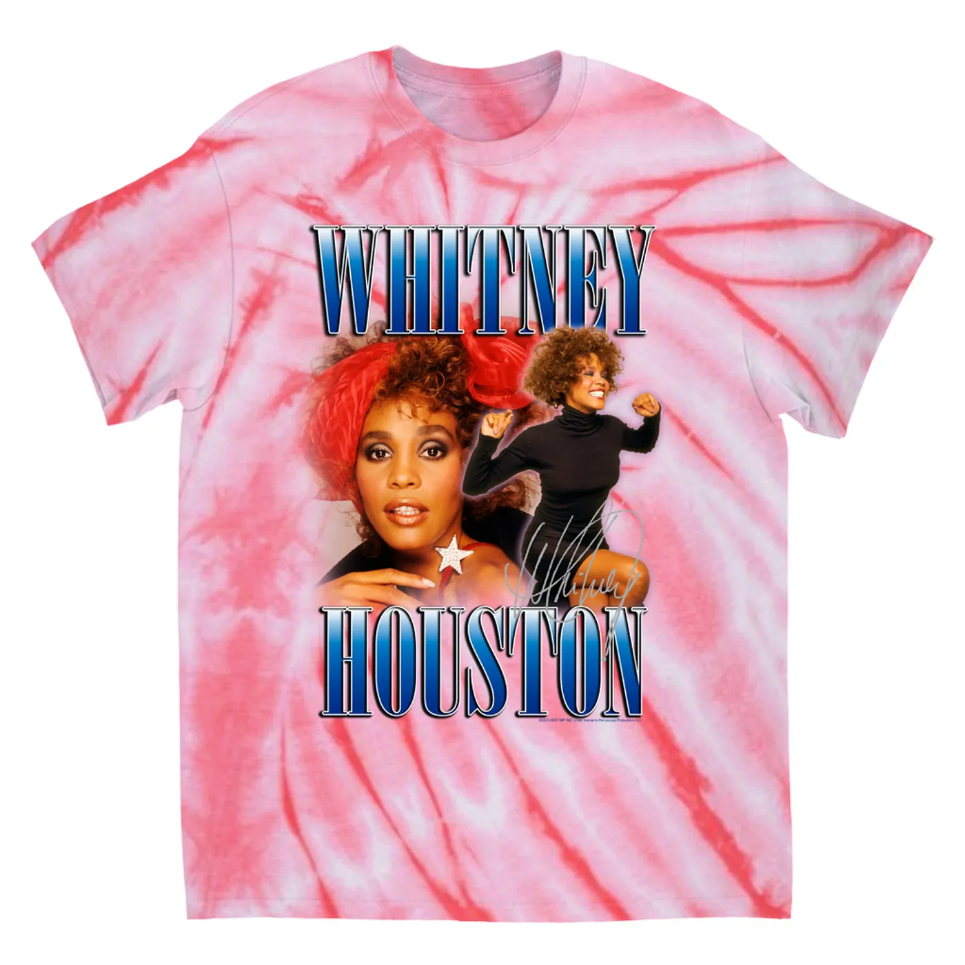 Whitney Houston T-Shirt | Blue Collage Duo Whitney Houston Tie Dye Shirt