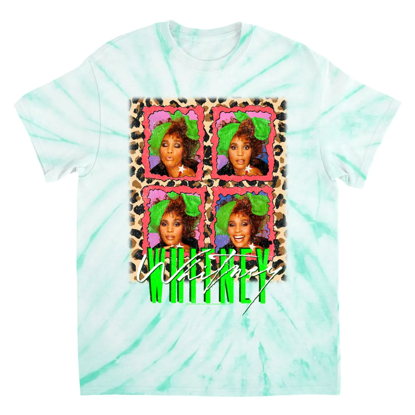 Whitney Houston T-Shirt | Leopard Pop Art (Merchbar Exclusive) Whitney Houston Tie Dye Shirt