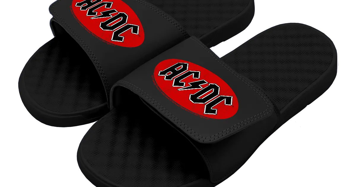 AC/DC Bumper Sticker Logo Distressed AC/DC Sandals