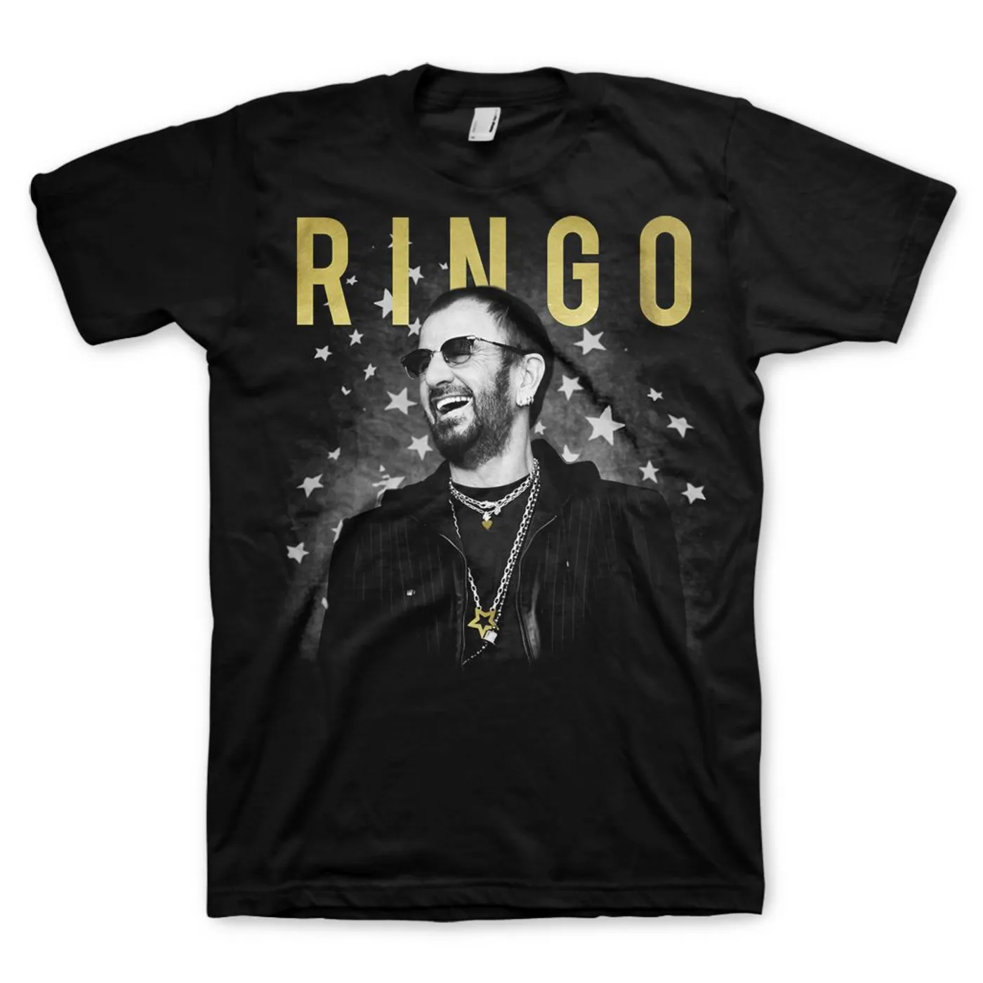 Ringo Starr Foil Photo Black T-Shirt