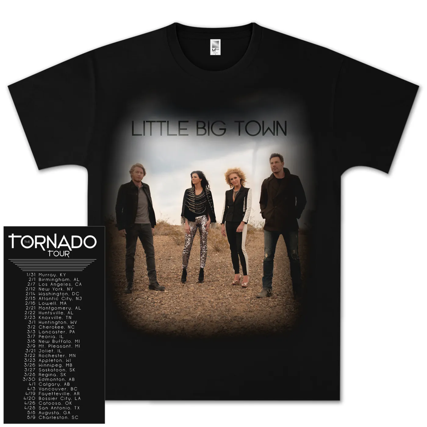 Little Big Town LBT Tornado Tour Dateback T-Shirt