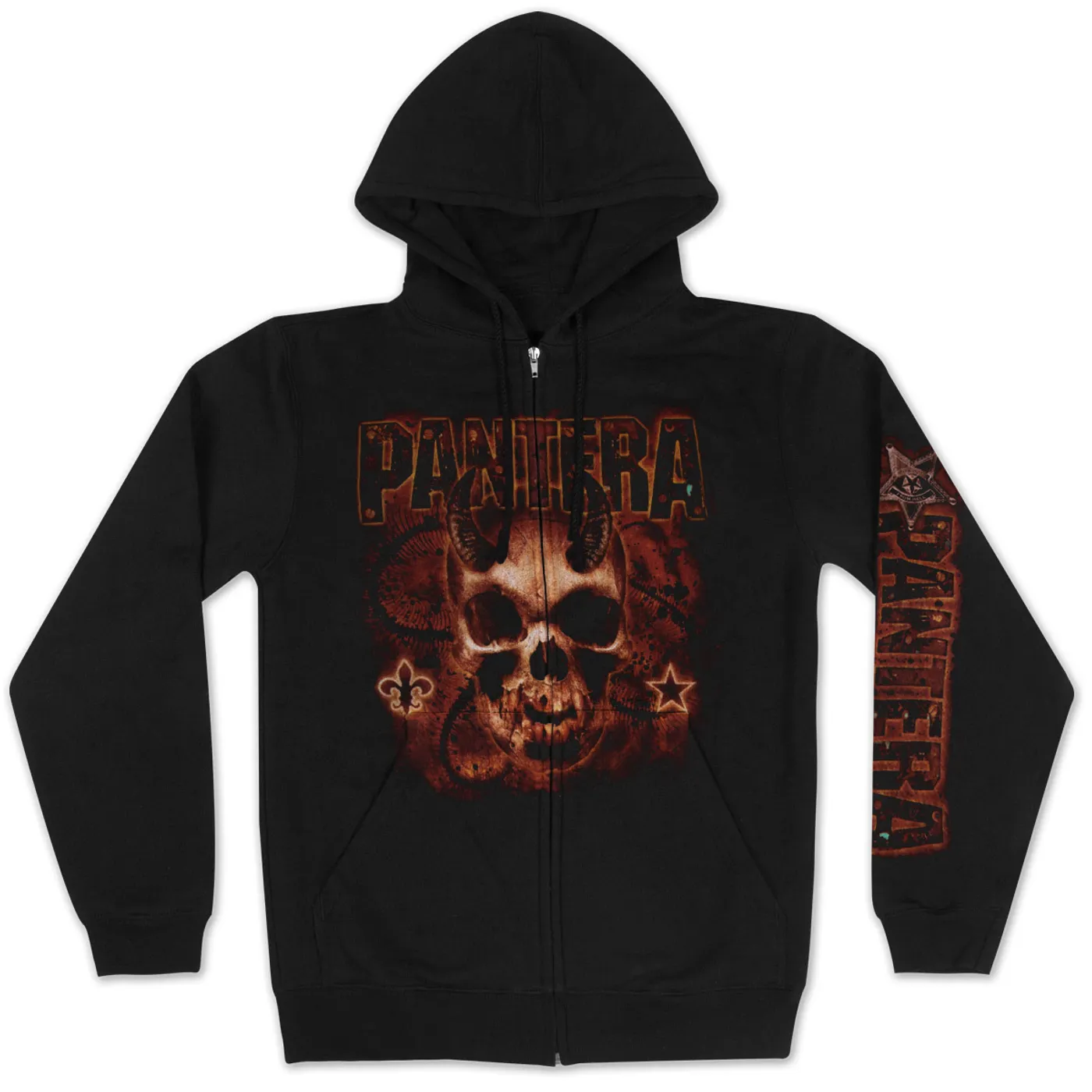 Pantera Flaming Skull Zip Hoodie