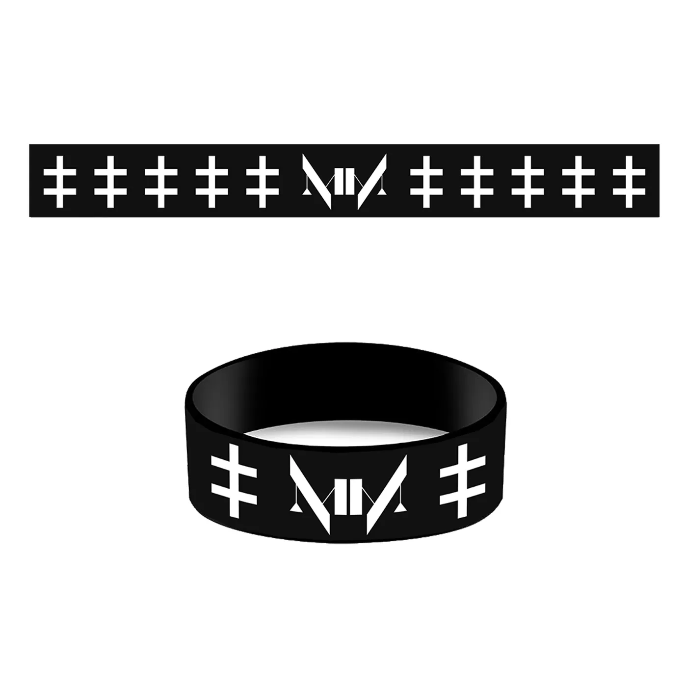 Marilyn Manson Double Cross Rubber Bracelet 