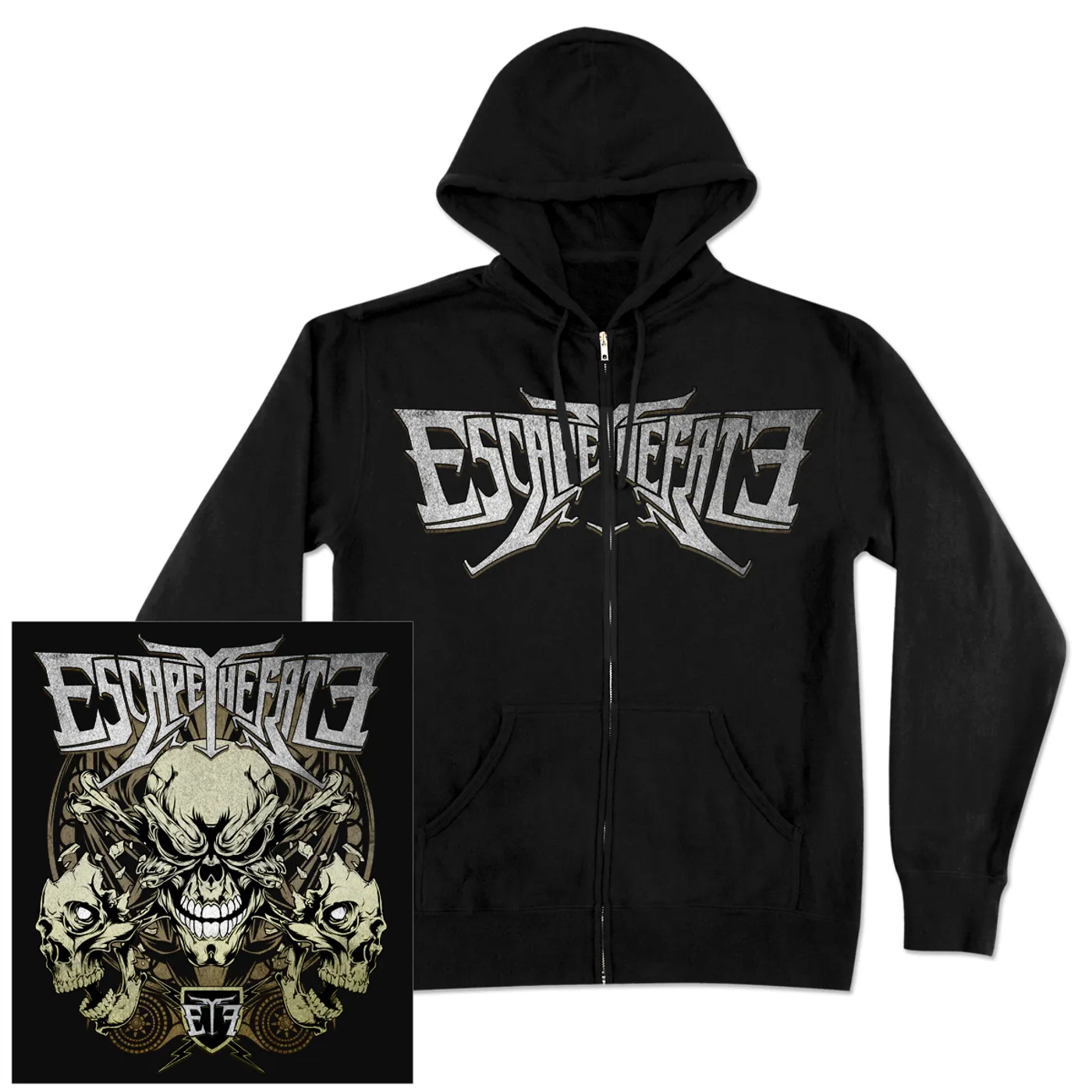 Escape The Fate Triple Skull Zip Hoodie