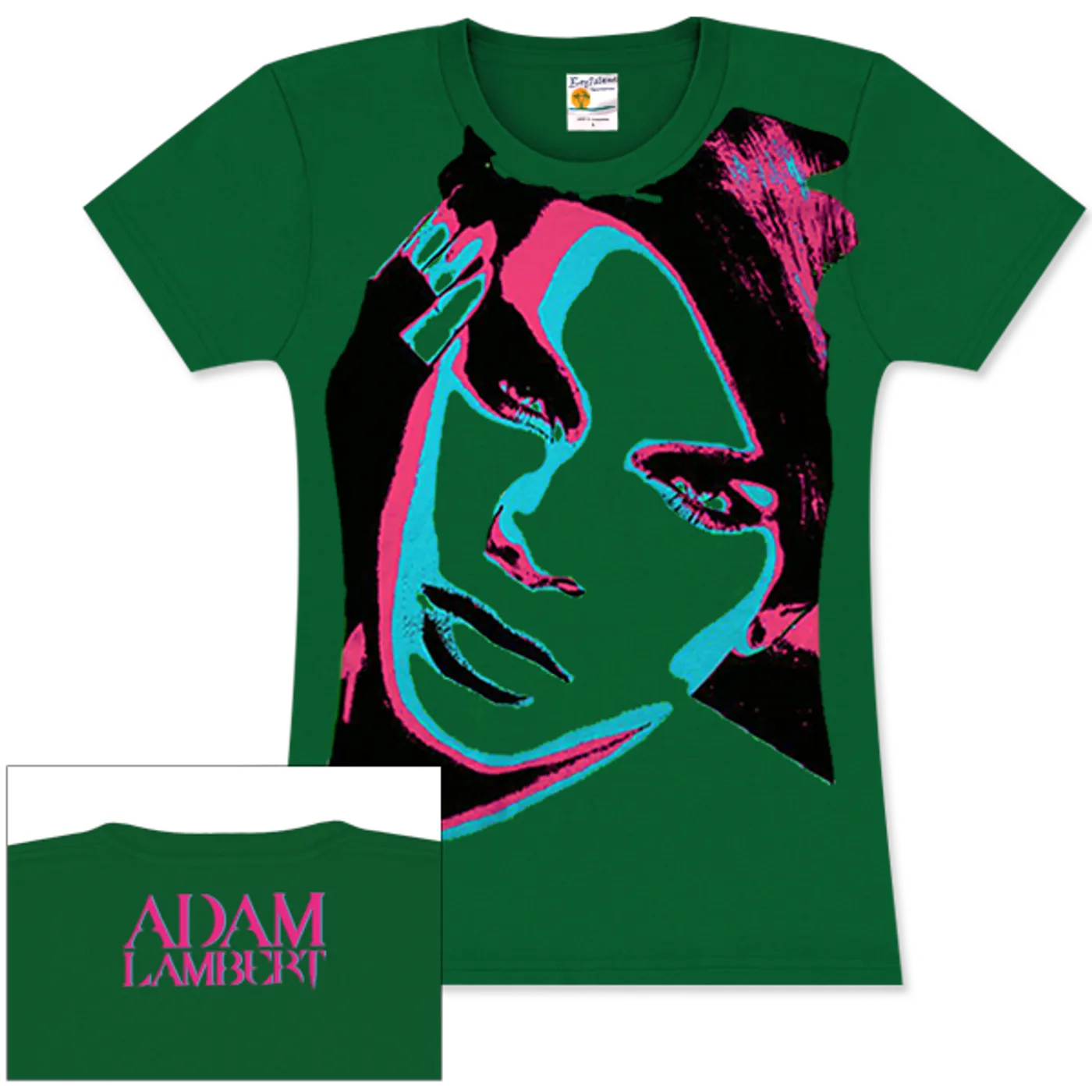 ADAM LAMBERT STARS GREEN GIRLIE T-SHIRT