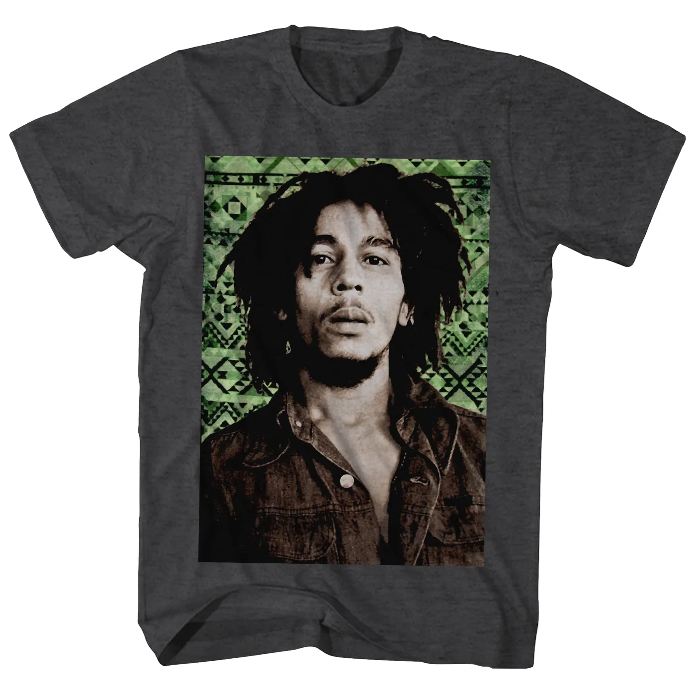 Bob Marley T-Shirt | Green Aztec Portrait Bob Marley Shirt
