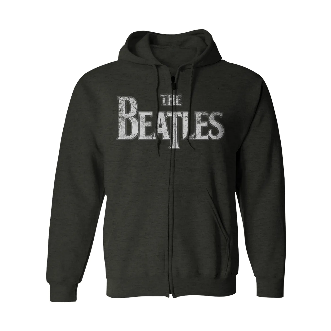 The Beatles Zip-Up Hoodie | Distressed Logo The Beatles Hoodie