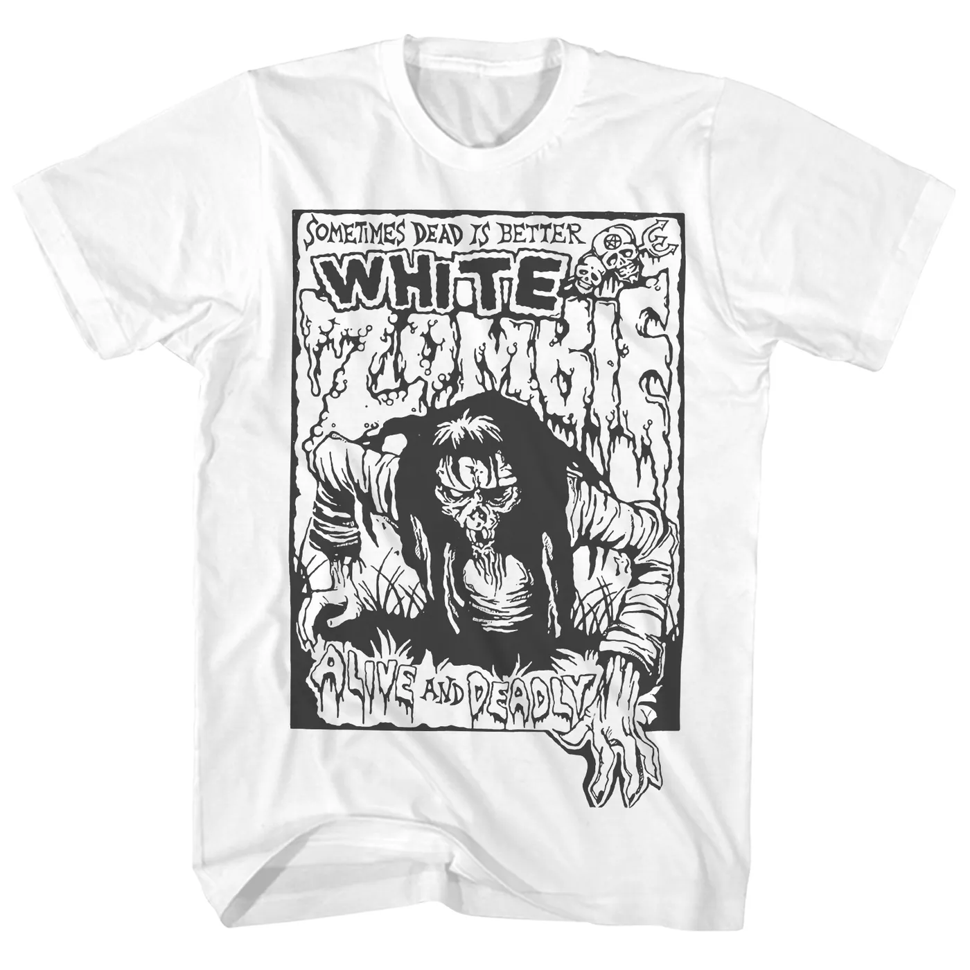 White Zombie T-Shirt | Alive And Deadly White Zombie Shirt