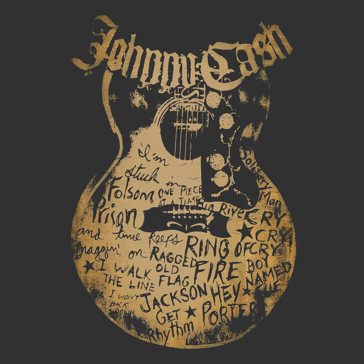 Johnny Cash T-Shirt | Song Names On Guitar Johnny Cash Shirt