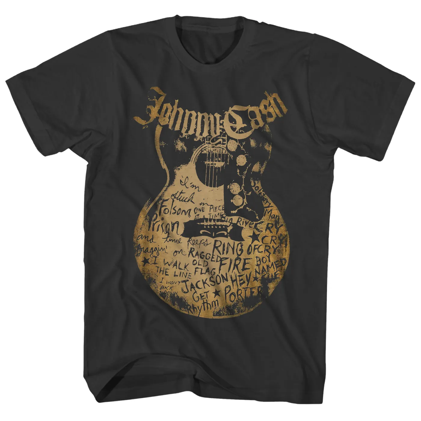Johnny Cash T-Shirt | Song Names On Guitar Johnny Cash Shirt