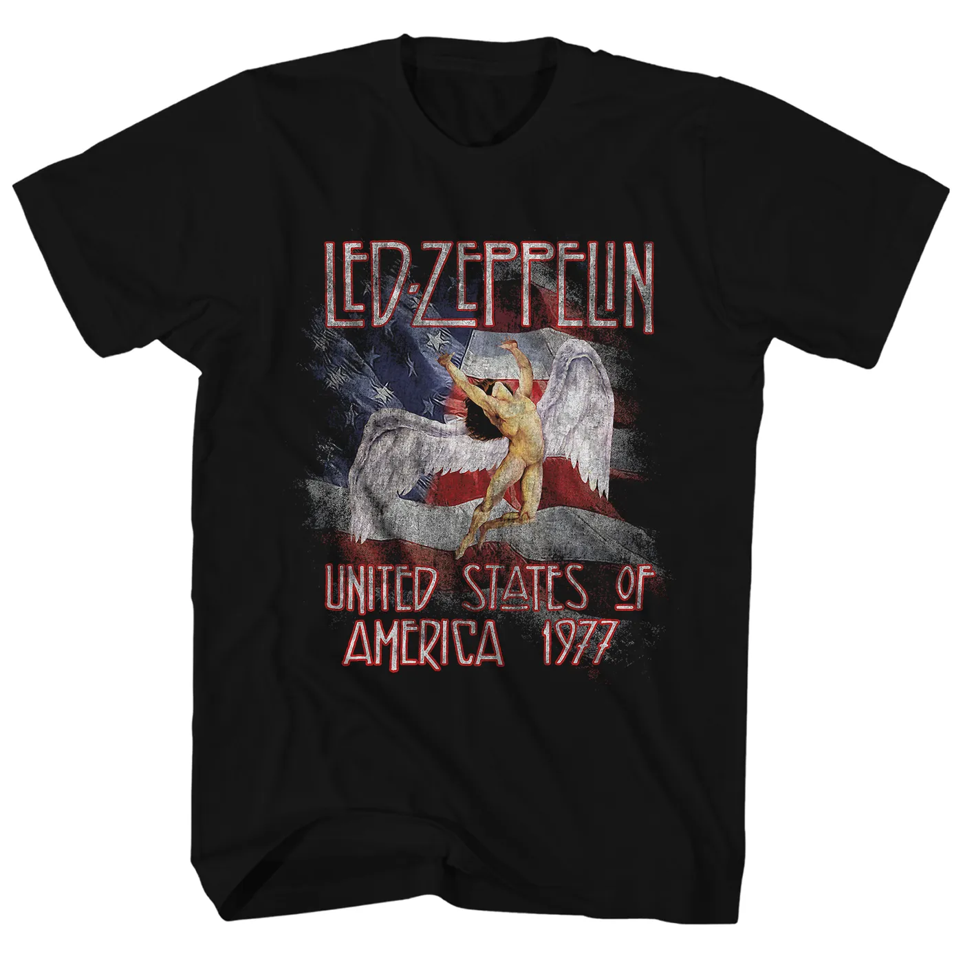Led Zeppelin T-Shirt | USA ’77 Icarus Logo And Flag Led Zeppelin Shirt (Reissue)