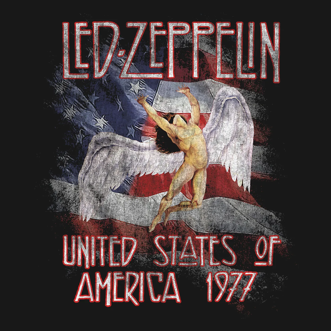 Led Zeppelin T-Shirt | USA ’77 Icarus Logo And Flag Led Zeppelin Shirt (Reissue)