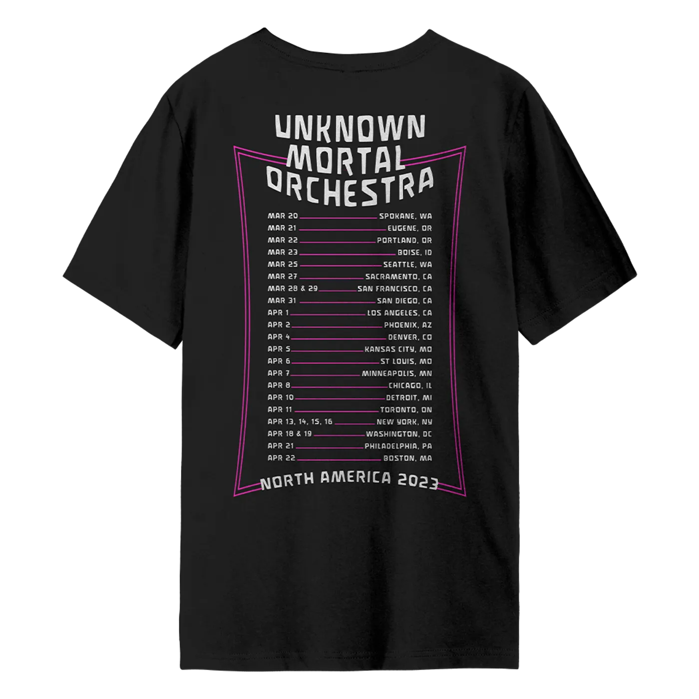 Unknown Mortal Orchestra Glitch March/April North America 2023 Tour T-Shirt