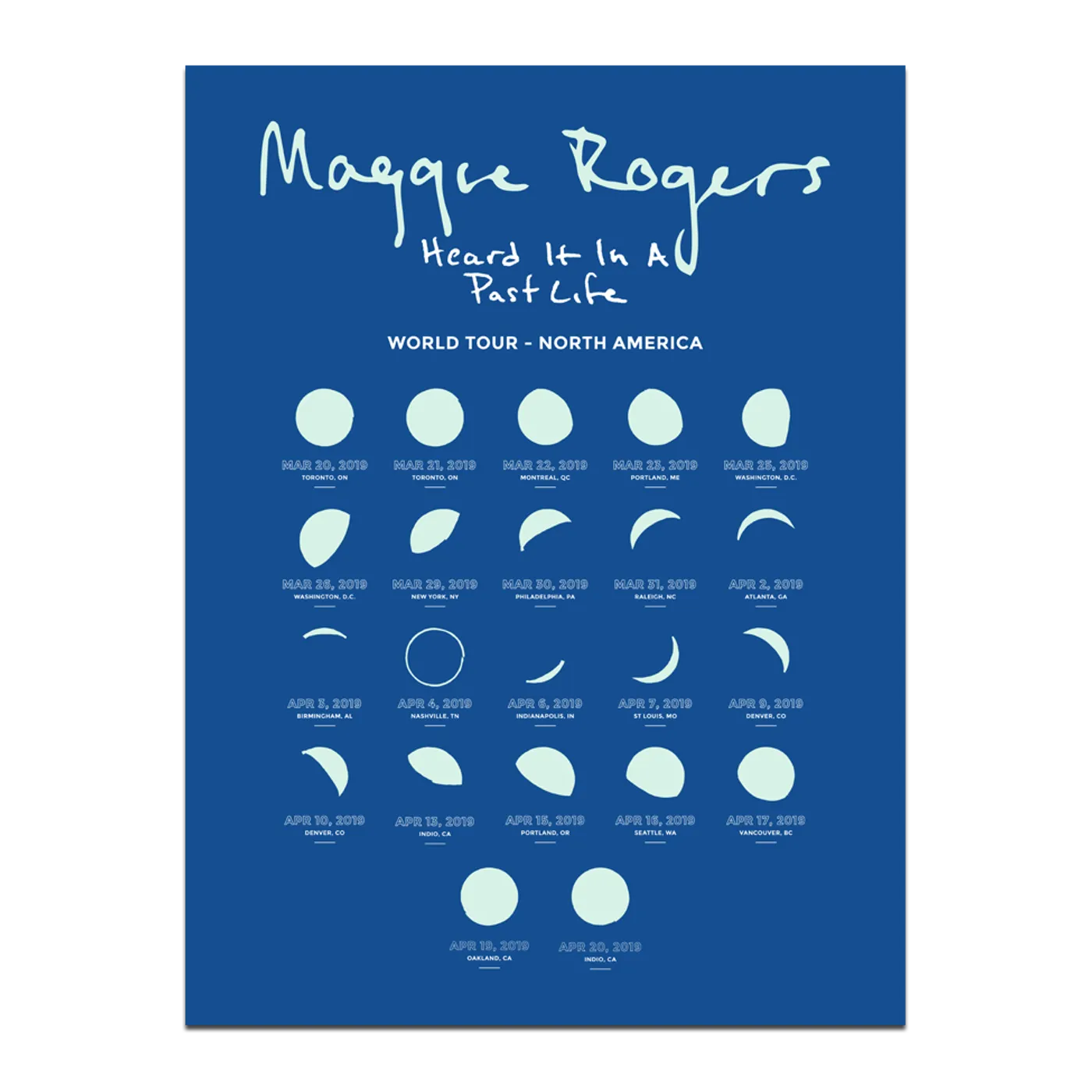 Maggie Rogers Heard It In A Past Life World Tour Poster North America March/April 2019
