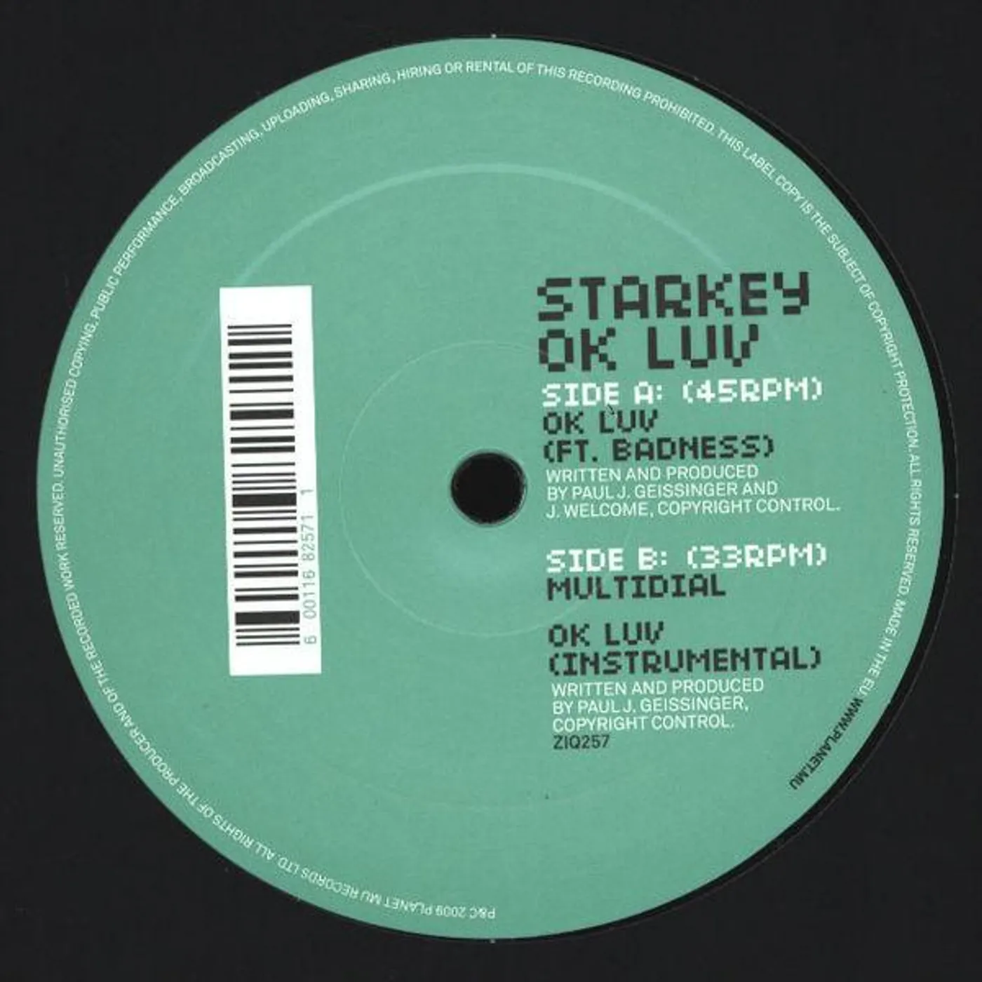 Starkey 'Ok Luv' Vinyl Record