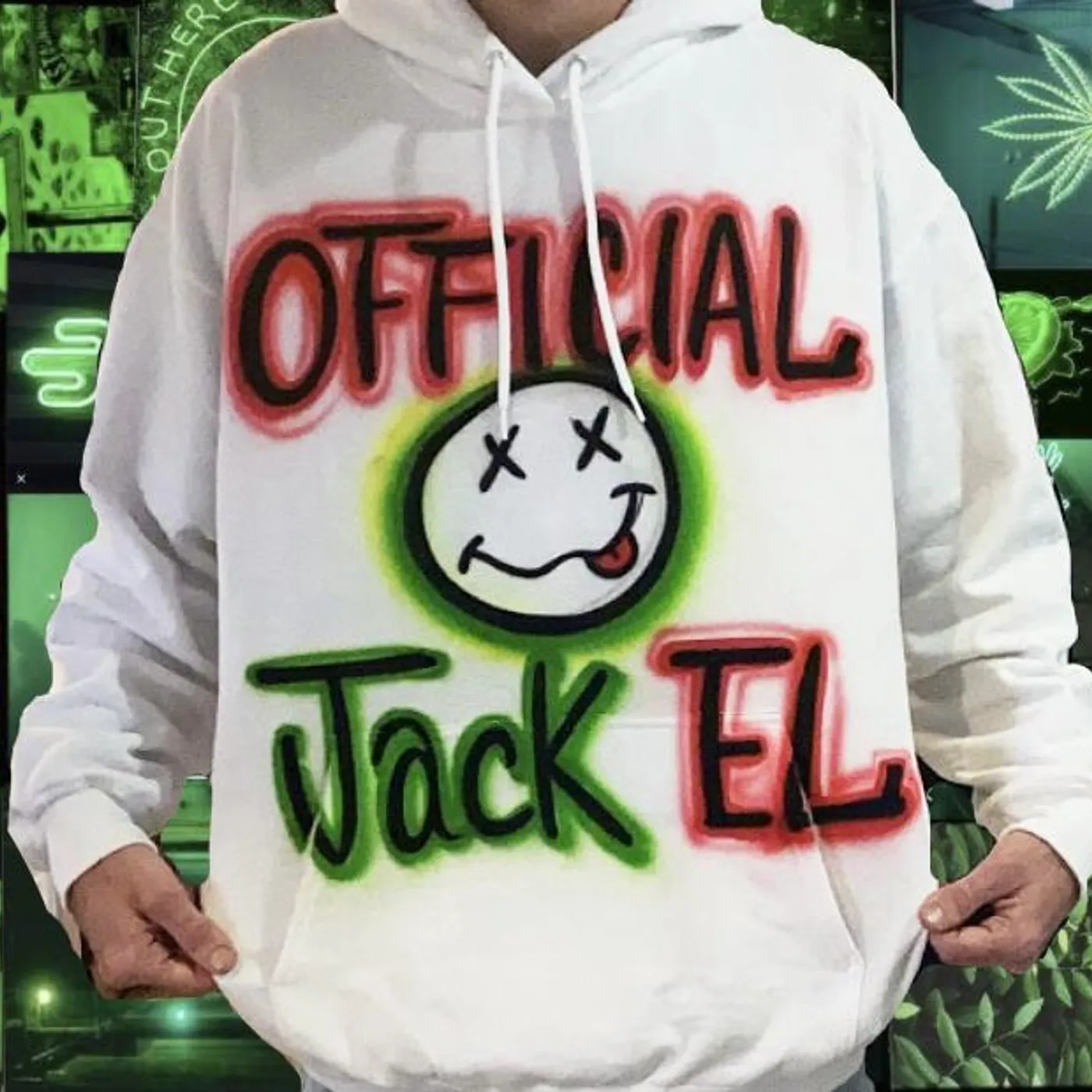 official JackEL FVYDID Face White Hoodie