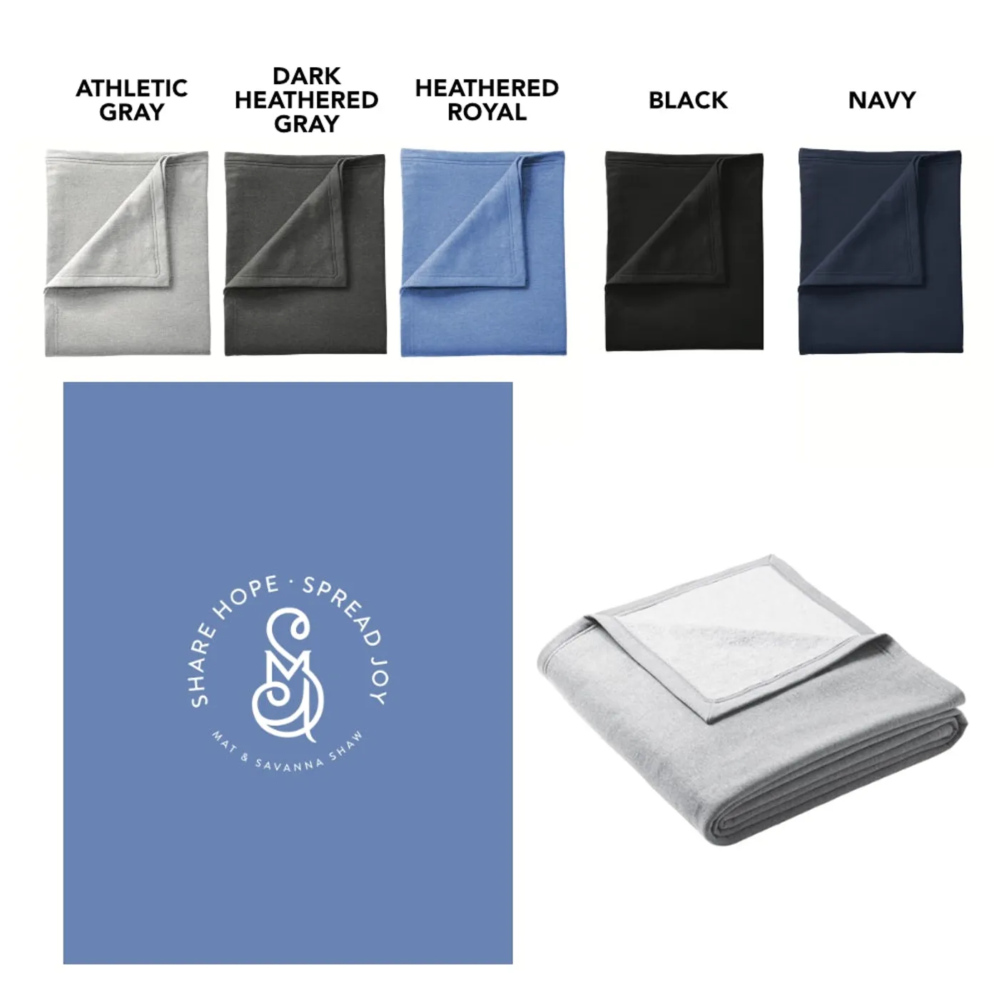 Mat and Savanna Shaw Fleece Sweatshirt Blanket 54x84