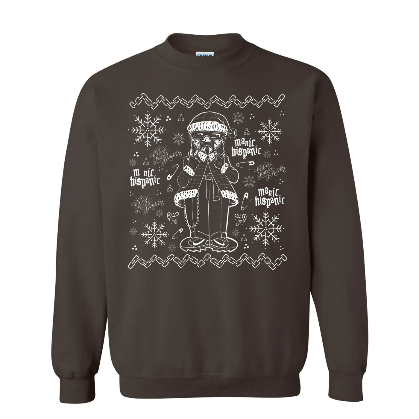 Manic Hispanic "Xmas '24" Crew Neck Sweater Brown