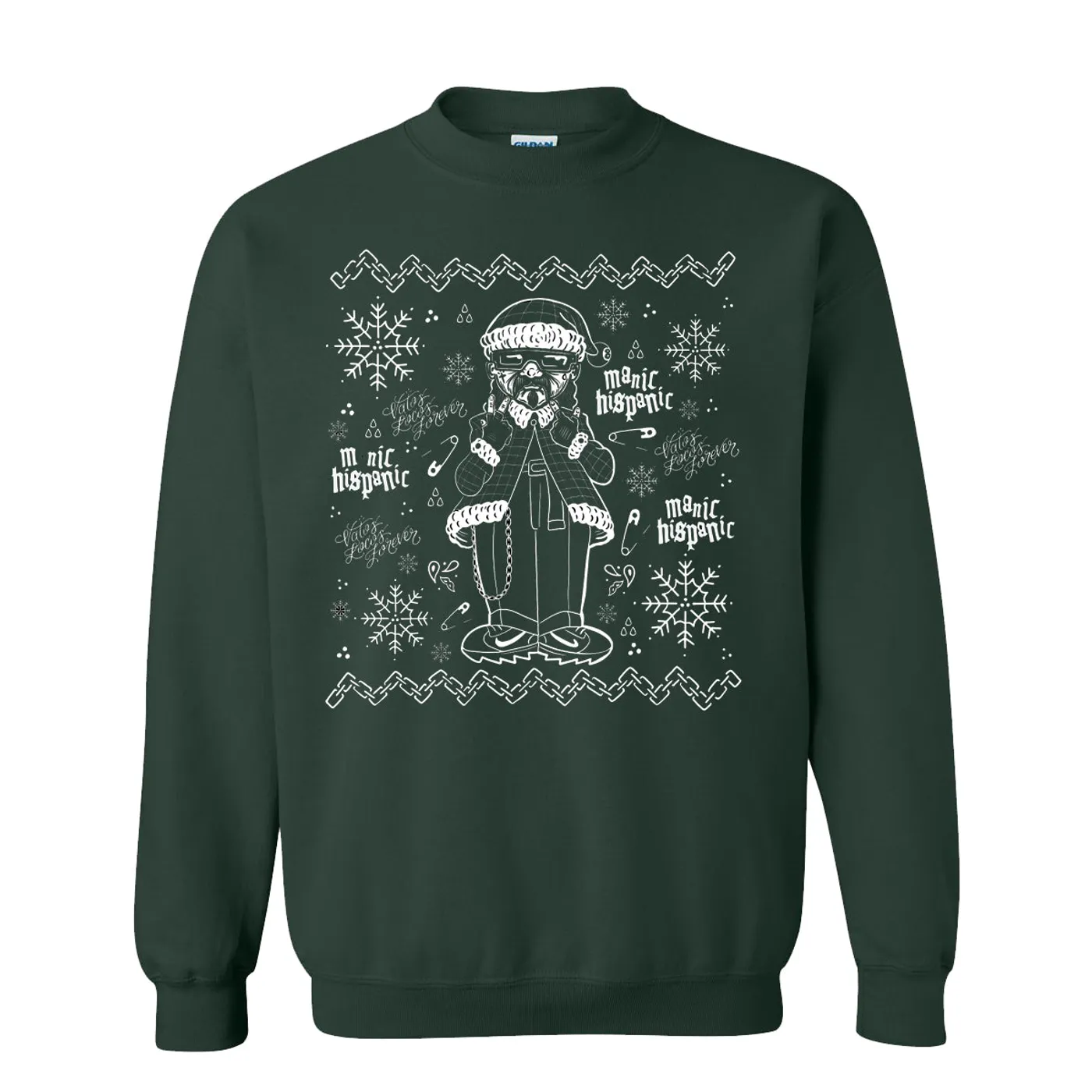 Manic Hispanic "Xmas '24" Crew Neck Sweater Green