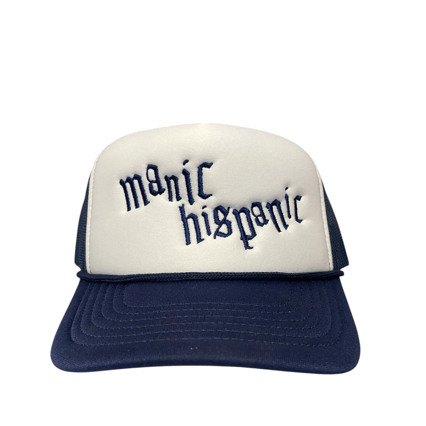 Manic Hispanic "Logo" Embroidered Trucker Hat (Blue)