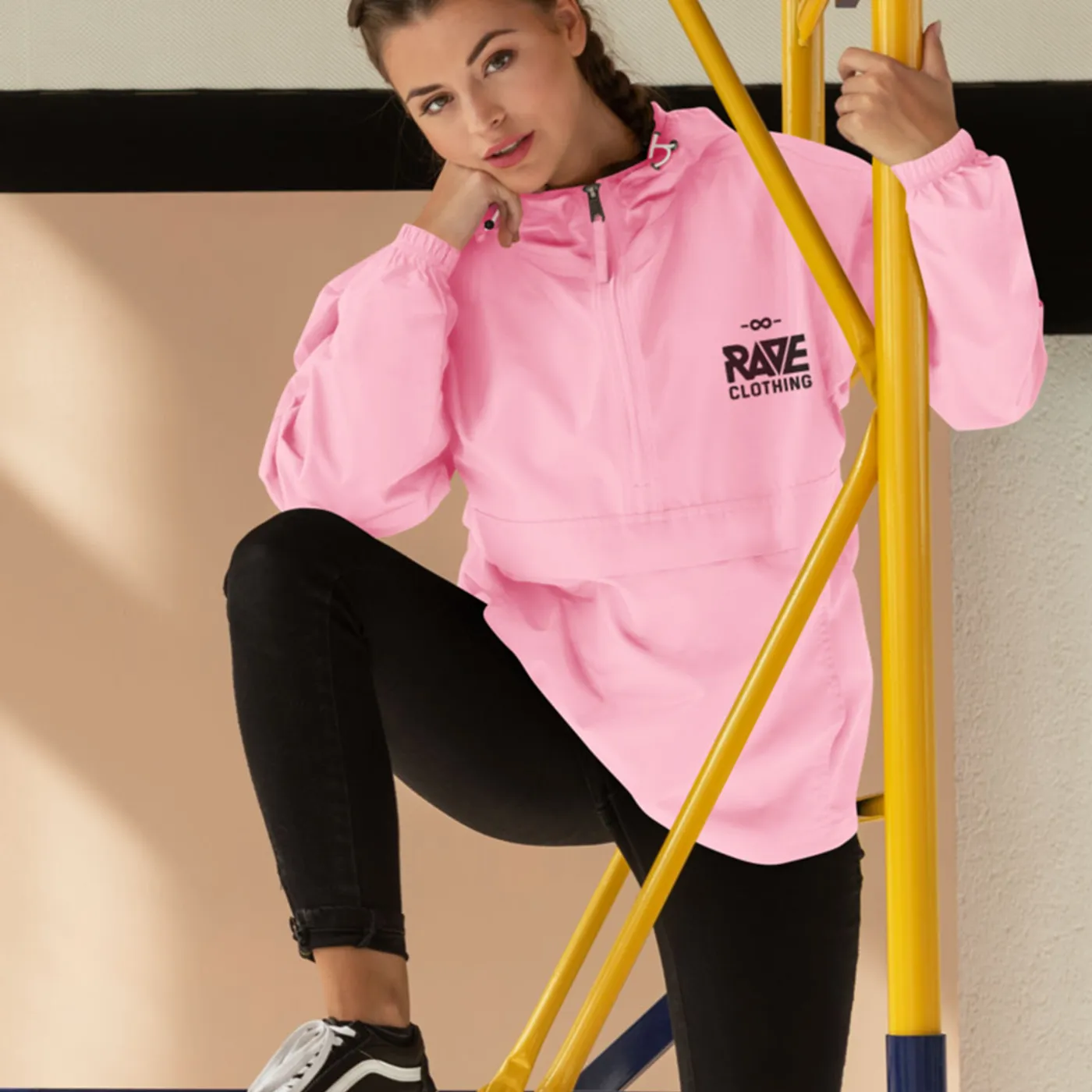 Rave Clothing RAVE x Champion Windbreaker pink candy