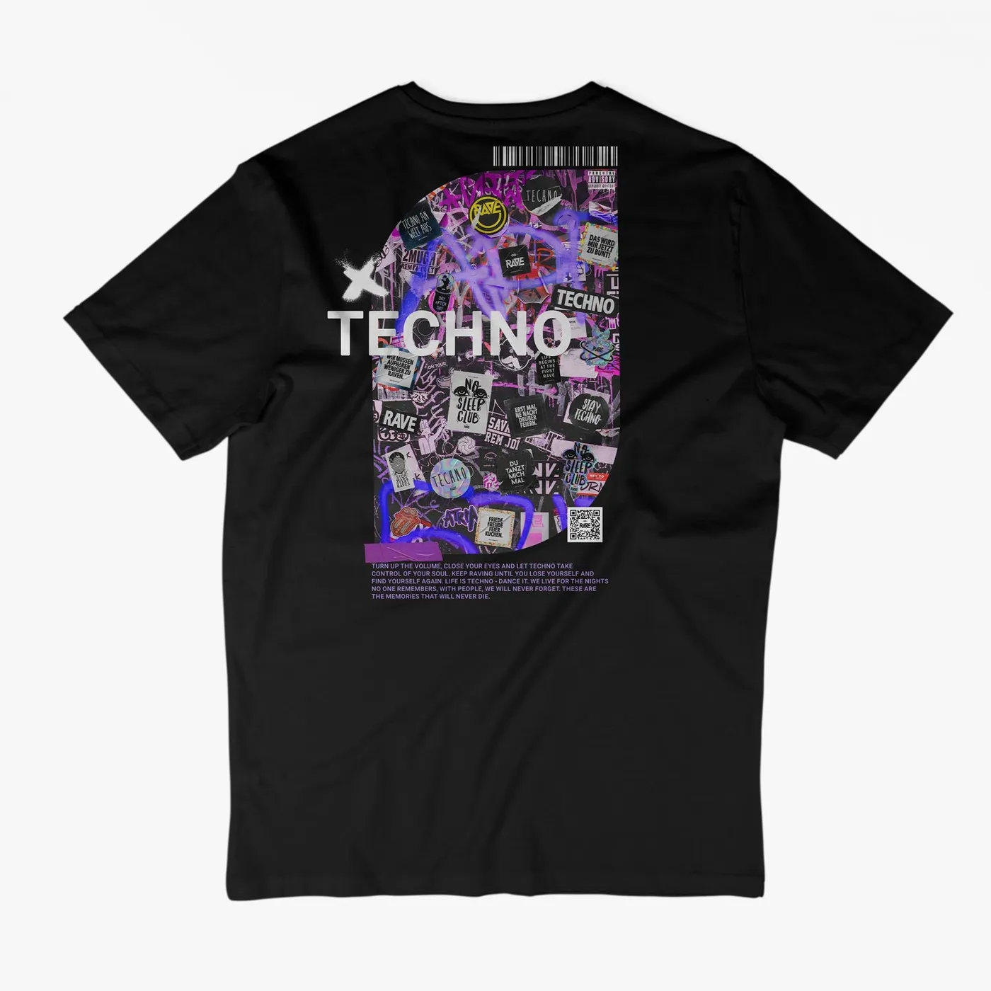 Rave Clothing Techno Wall T-Shirt in schwarz