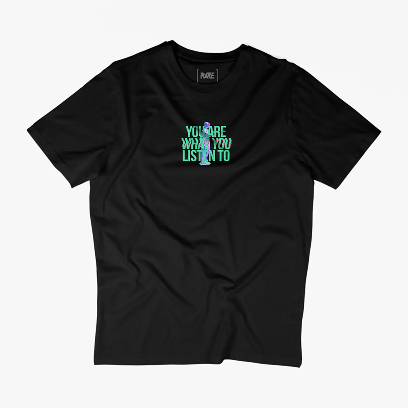 Rave Clothing You are what you listen to T-Shirt in schwarz