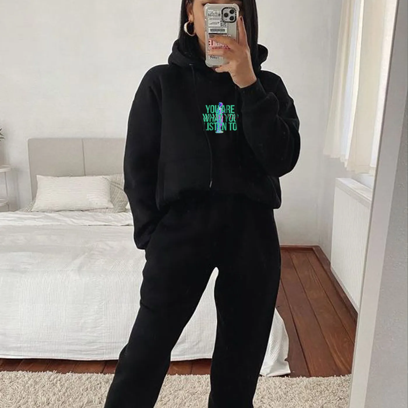 Rave Clothing You are what you listen to Hoodie in schwarz