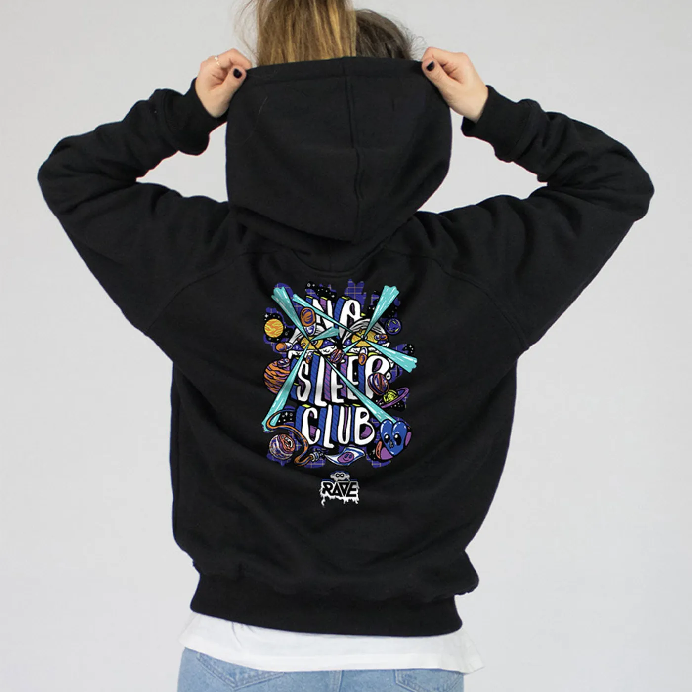 Rave Clothing No Sleep Club Hoodie (Trippy Edition)