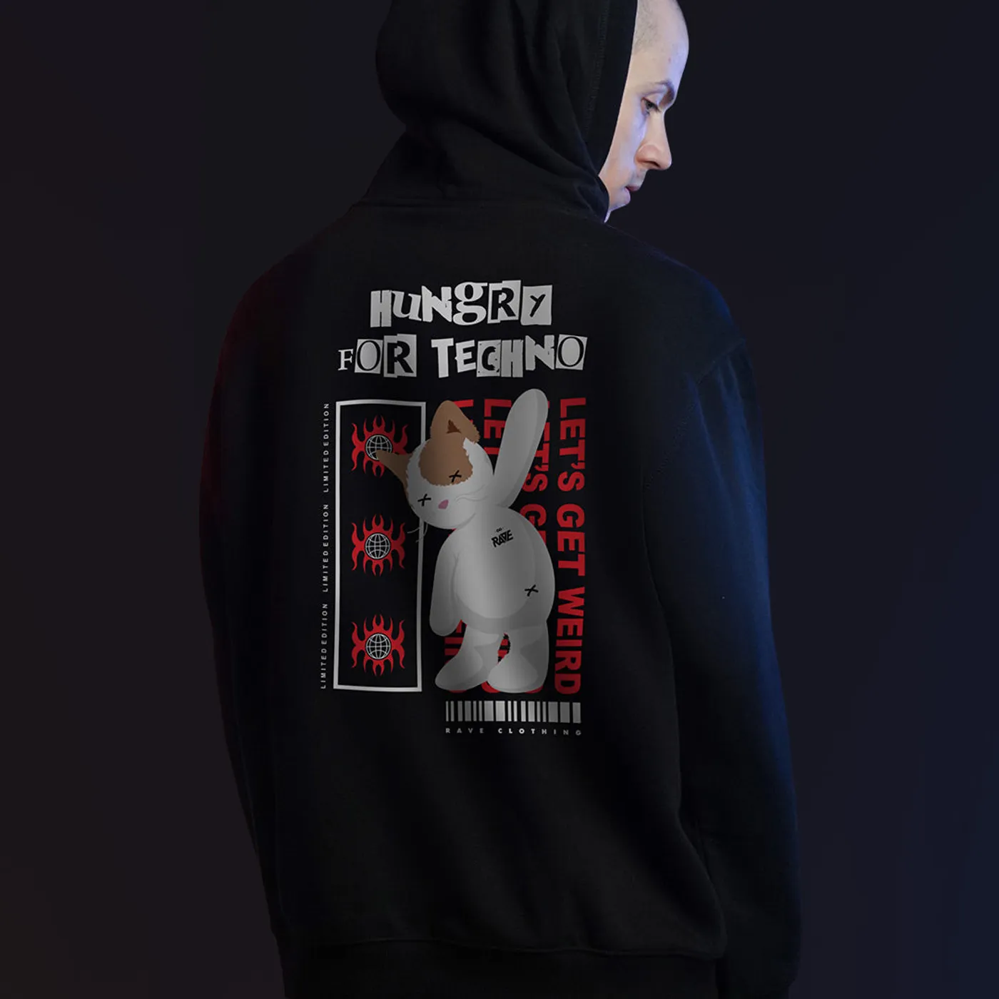 Rave Clothing Hungry for Techno Hoodie