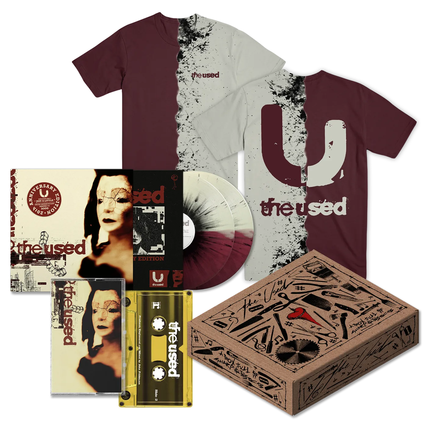 The Used A Box Full Of Sharp Objects Collectors Set (Bone-N-Oxblood w/ Black Splatter Variant)