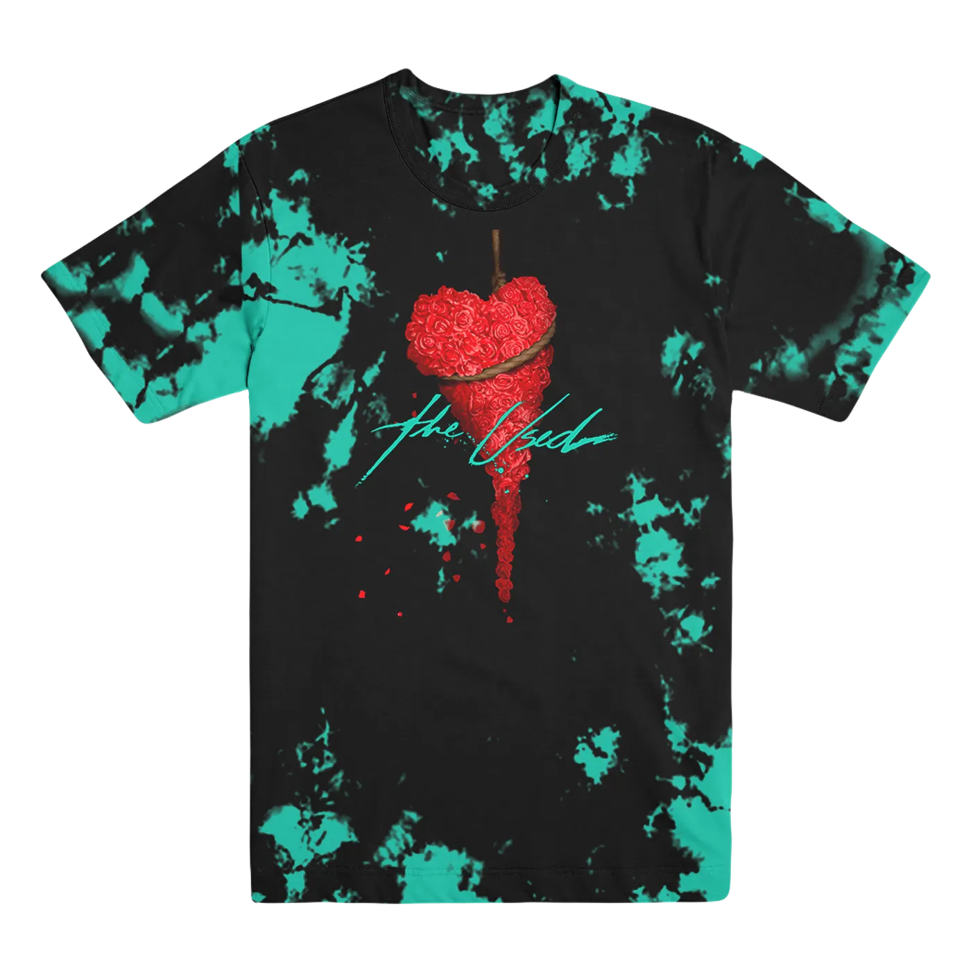 The Used Rose Heart Dye Tee - Black/Turquoise