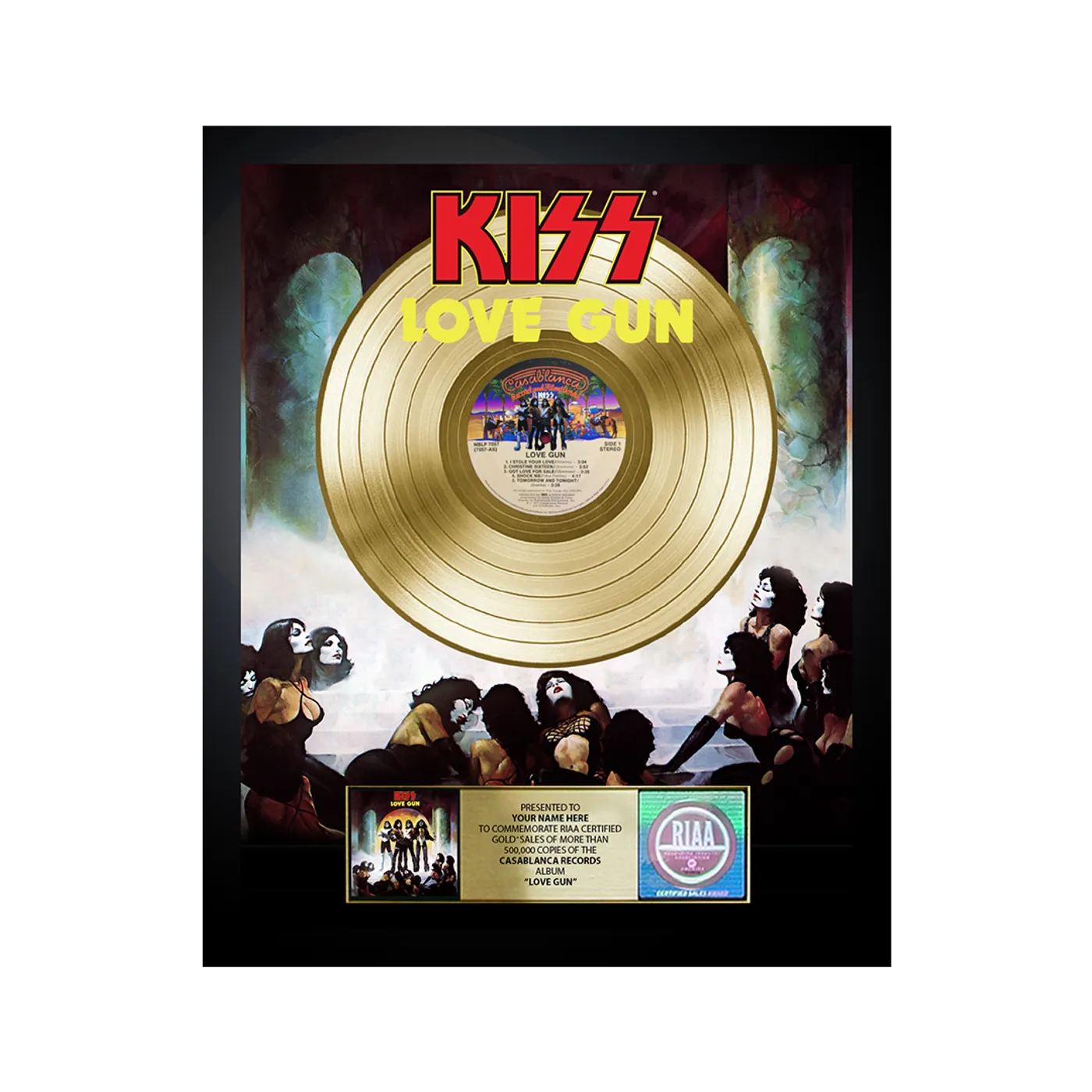 KISS Personalized Love Gun Gold Record Award