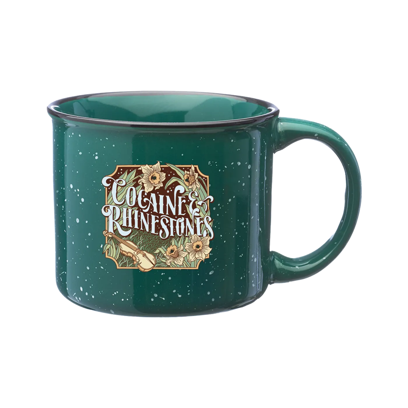 Cocaine and Rhinestones Campfire Green Mug