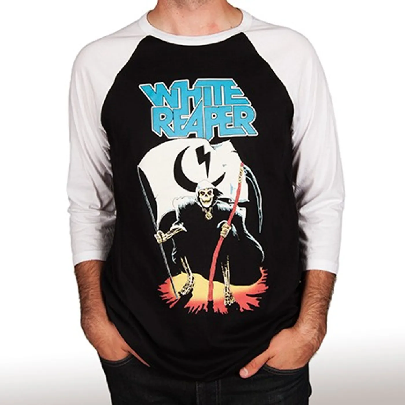 White Reaper Fear the Reaper (3/4 Sleeve) 3/4 Sleeve Baseball Tee (Medium)
