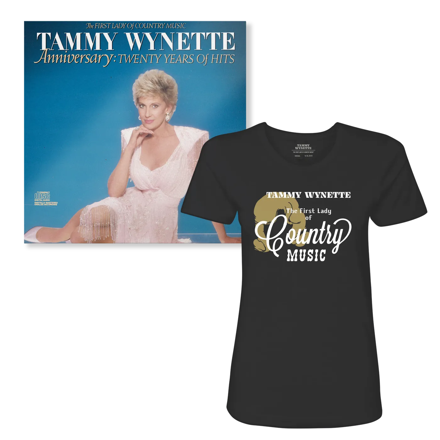 Tammy Wynette Anniversary: 20 Years of Hits (CD) + "First Lady" T-Shirt Bundle