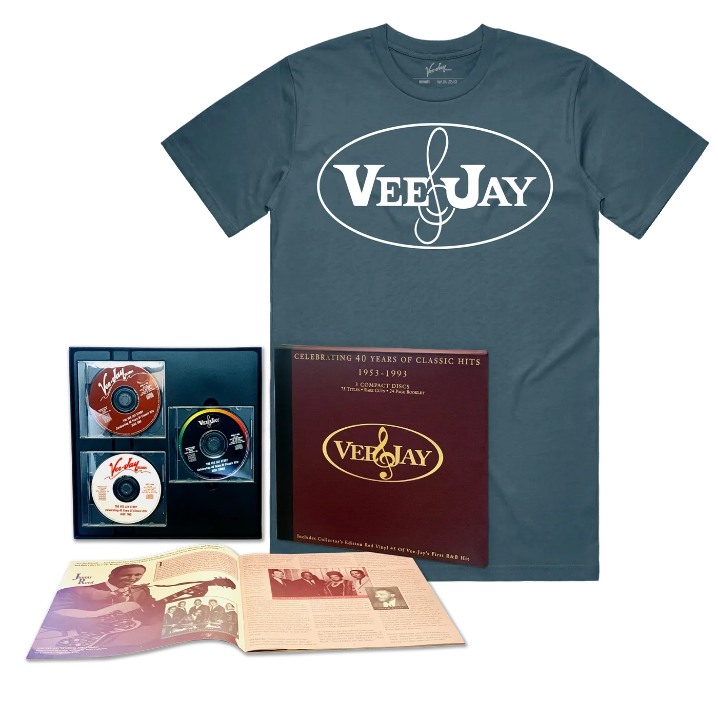 Vee-Jay Records The Vee-Jay Story Bundle (Box Set - 3-CD + 7" Red Vinyl + Vee-Jay Shirt)