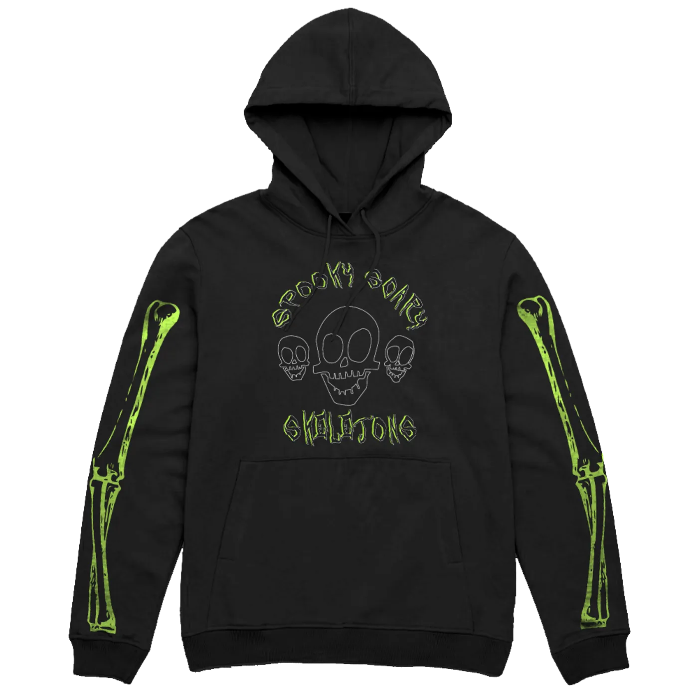 Andrew Gold Spooky Scary Skeletons "Green Bones" Pullover Hoodie (Black)