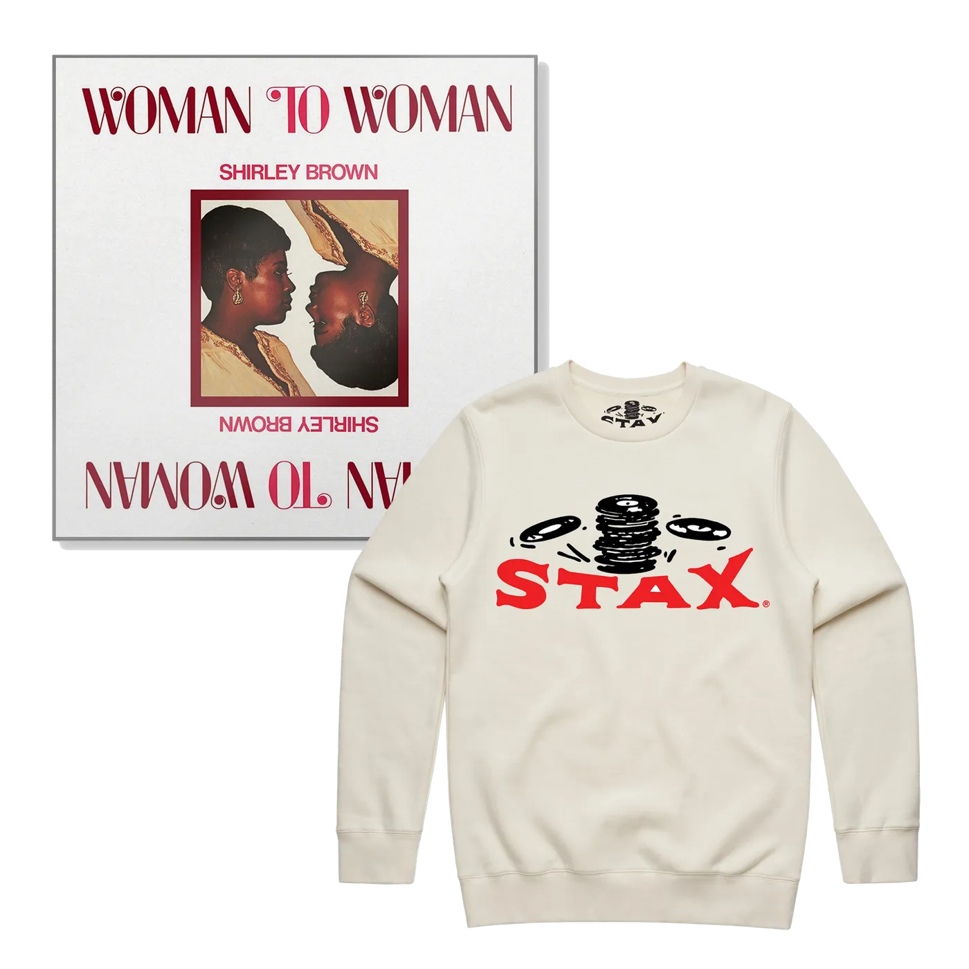 Shirley Brown Woman To Woman (LP) + Stax Falling Records Crewneck Bundle