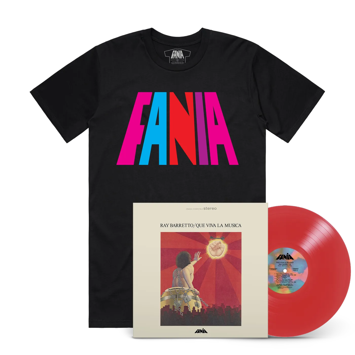 Ray Barretto Que Viva La Música (180g Red - Fania Exclusive) + Fania Logo Black T-Shirt