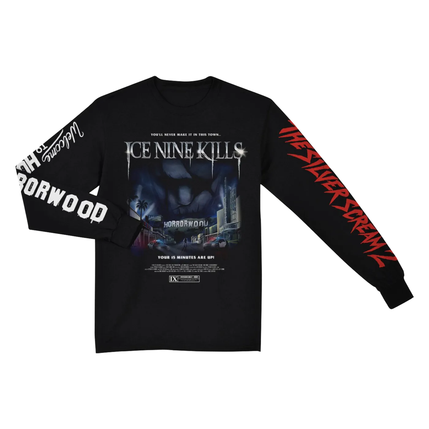 Ice Nine Kills "The Silver Scream 2: Welcome to Horrorwood" Black Long Sleeve T-Shirt
